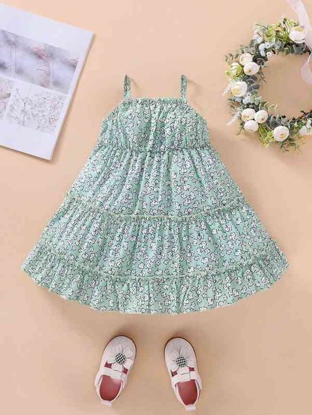 

baby ditsy floral print frill trim cami dress she, Red;yellow