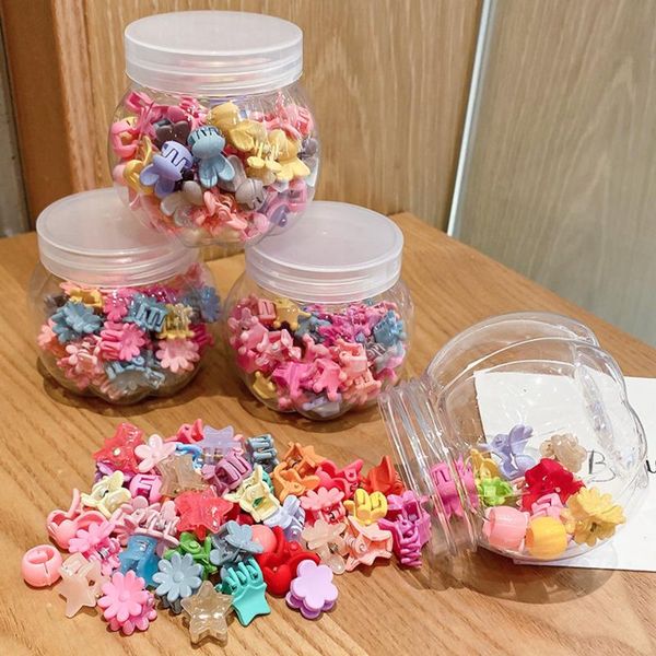 

50/60pcs/box children cute mini colors hair clip girls baby lovely hairpin headdress kids accessories, Slivery;white