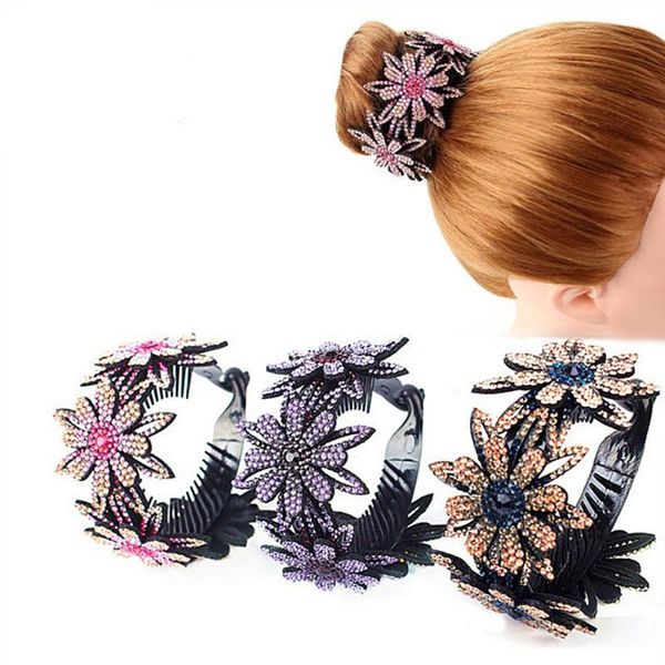 

hair clips & barrettes 2021 fashion women rope accessories cage holder claw crystal stick rhinestone, Golden;silver
