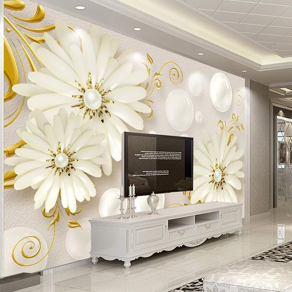

wallpapers custom any size wall cloth wallpaper murals 3d stereo flowers circle ball living room tv background po papers home decor