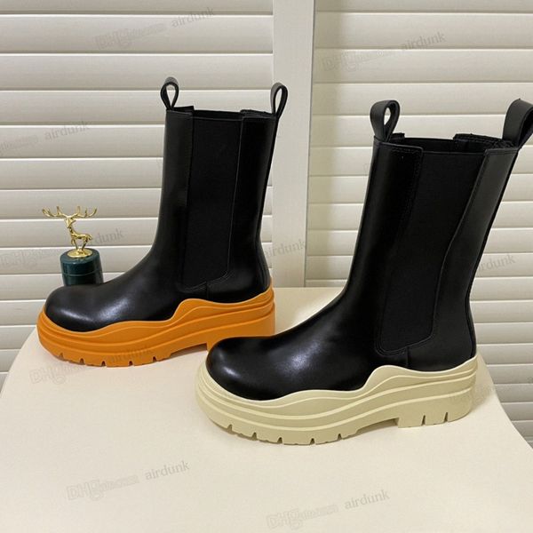 

2022 new jelly color womens designer botega boots leather martin ankle chaelsea boot fashion non-slip wave colored rubber outsole elastic we, Black