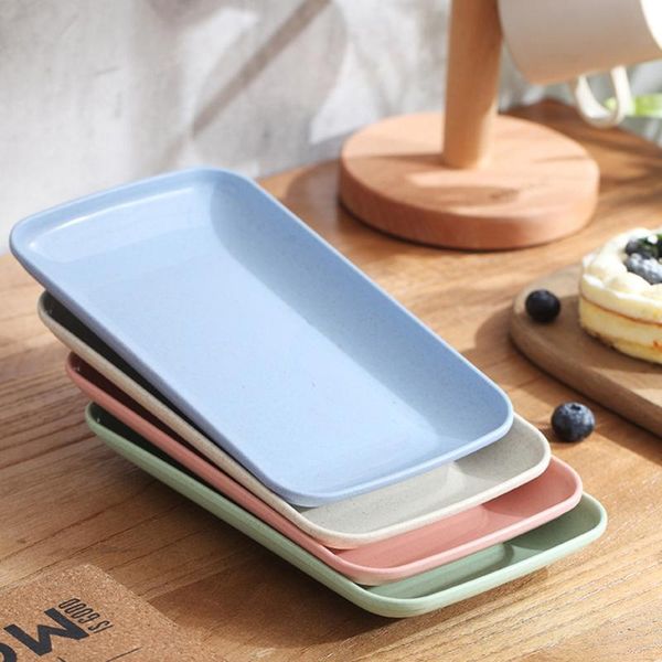 

dishes & plates 4pcs household dinner plate microwave oven available eco-friendly home kitchen utensils (pink, green, blue, be