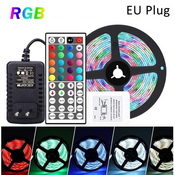 

strips led strip light rgb smd 2835 flexible ribbon fita 5m 10m tape diode dc 12v+ remote control +adapter