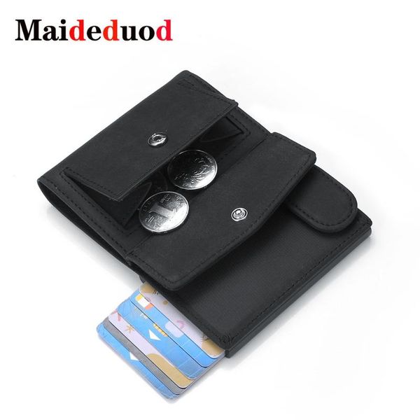 

card holders 2021 rfid men holder wallets genuine leather smart business cardholder case metal minimalist wallet nederlands, Brown;gray