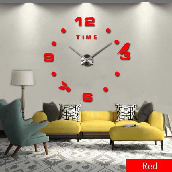 

wall clocks 3d clock small size multi colors option acrylic mirror face home living room decoration classic style stickers