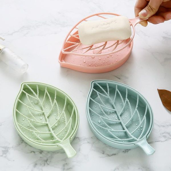 

1pcs leaf shape soap holder non-slip box shower tray rack bathroom gadgets dishes