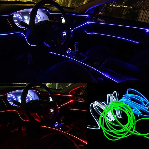 

3/5m el cold line flexible car lights 12v led neon wire auto lamps on light strip interior decoration