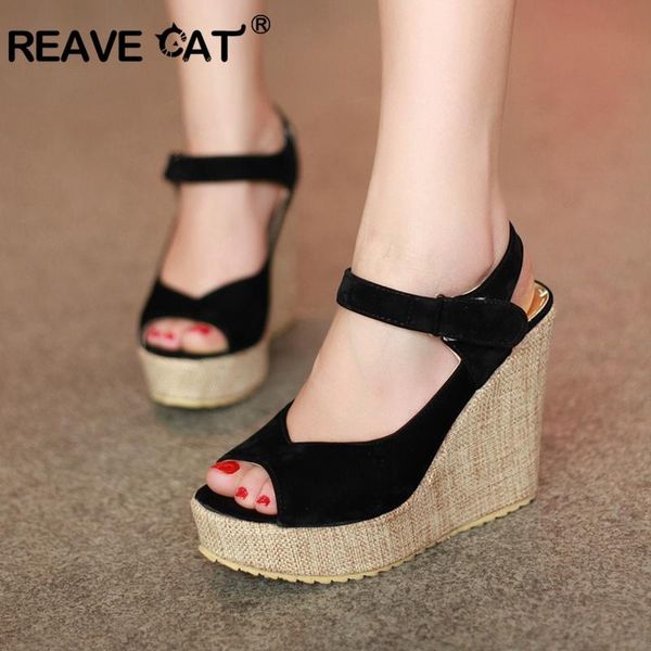 

women high heels sandals summer wedge shoes woman flock platform sandal female casual super footwear, Black