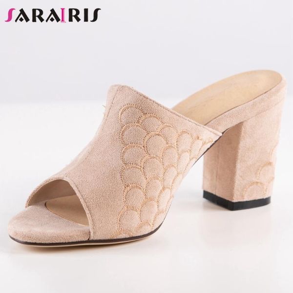 

dress shoes sarairis female summer pumps open toe slip on high heels women brand casual office party woman, Black