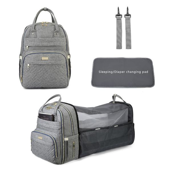 

diaper bags printed multifunctional outdoor mommy bag with mosquito net folding crib leisure fashion double shoulder mother and baby