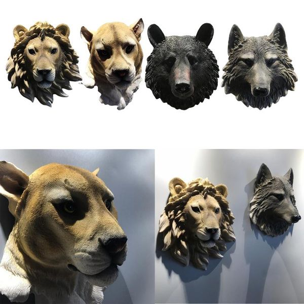 

realistic animal head wall decoration bust sculpture office crafts ornament decorative objects & figurines
