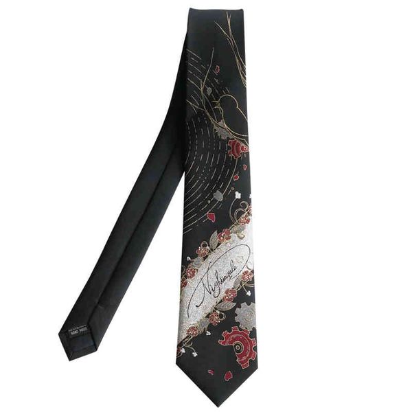 Herren-Krawatte mit originellem Design, bedruckt, schwarze Krawatte, Retro-Geschenk für Studenten, Nightingale Bronzing Academy-Stil