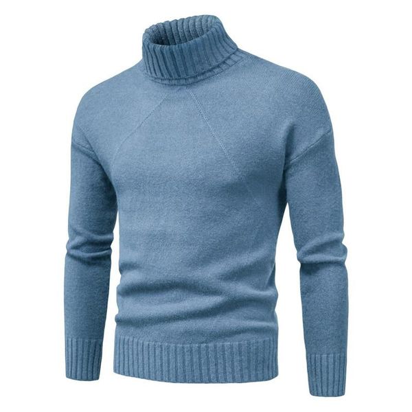 

men knitted sweater winter solid color turtleneck fashion warm comfortable casual long-sleeved sweaters wool base shirt men's, White;black