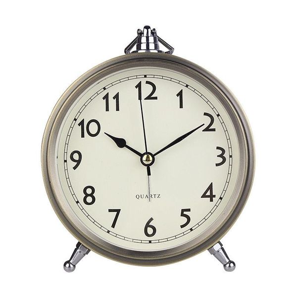 

other clocks & accessories ultra-silent alarm clock living room bedroom bedside decoration bronze metal silent sweep seconds digital roman f