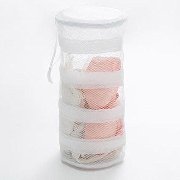 

laundry bags 1pcs washing net zipper bag polyester round shape multi purpose white durable anti-deformation home storage