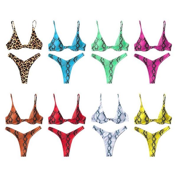 

women's swimwear women brazilian micro bikini set neon snakeskin leoaprd print swimsuit push up underwire high cut bathing suit, White;black