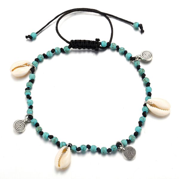 

f581a1 shell beaded anklet creative bohemian anklet, Red;blue
