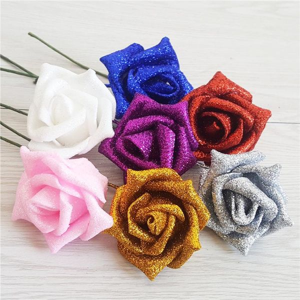 

fake bling foam silk glittered full glittery flowers shiny roses artificial decorative & wreaths