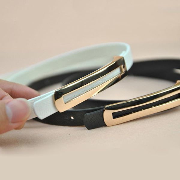 

belts luxury metal buckle thin belt classic wild female minimalist straps waistband cummerbund for apparel accessories, Black;brown