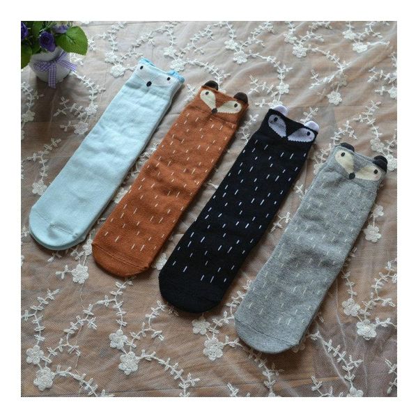 

footies 2021 autumn winter cute kids socks totoro bear pancake cartoon school girls knee high baby long, Blue