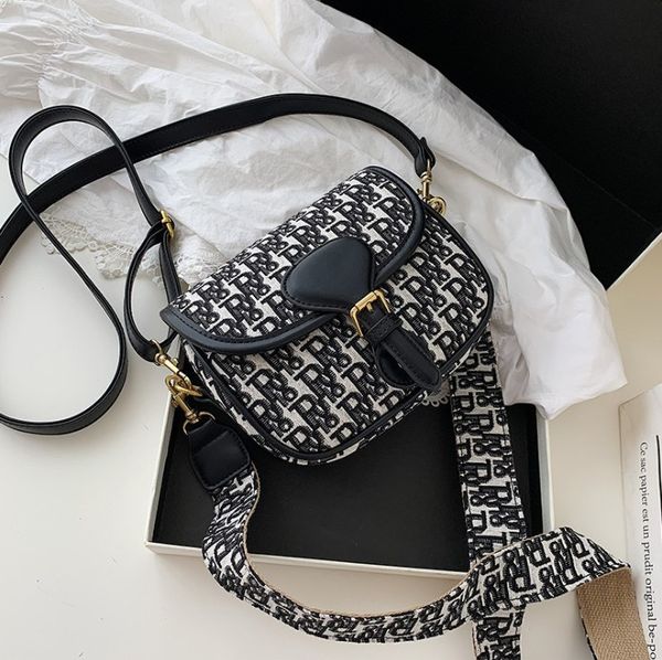 

embroidered bag design fashion french style texture contrast saddle handbag women's casual one shoulder crossbody purse tote