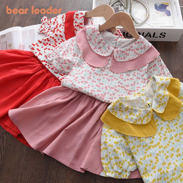 

bear leader girls sweet casual clothing sets fashion kids baby cherry blouse and skirt outfits children princess party suit 2-6y 210708, White