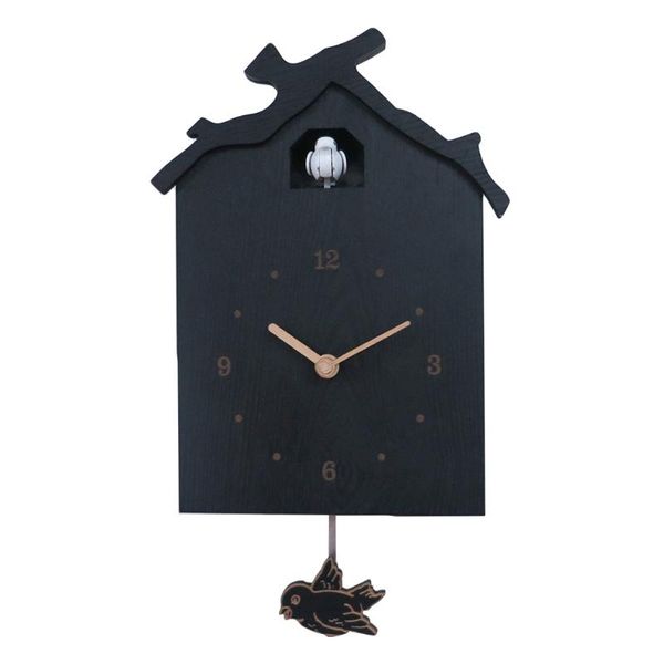 

wooden house bird cuckoo quartz wall clock time swing alarm watch horologe home restaurant bedroom decoration clocks
