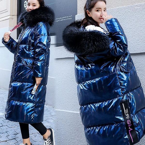 

women's down & parkas winter parka coats women cotton jacket long hooded fur collar thicken wadded jackets warm female's overcoat1, Black