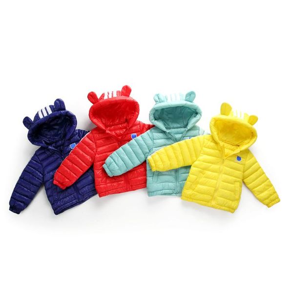 

down coat by35 winter children's clothing small ears hooded lightweight padded jacket short style kids clothes outwear, Blue;gray