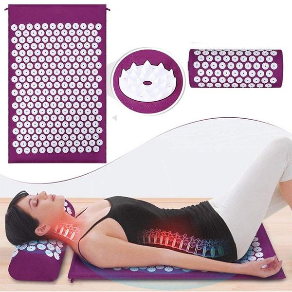 

acupuncture mat massager cushion massage yoga acupressure relieve stress back body pain spike gymnastics exercise mats