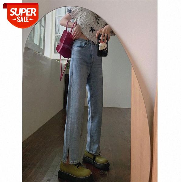 

high-waisted wide-leg slim straight-leg loose nine-split jeans #rd5k, Black;gray