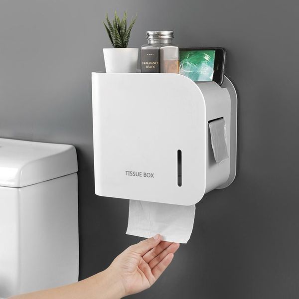 

toilet paper holders multi tissue holder traceless wall hanging double cover waterproof tray box storage for bathroom