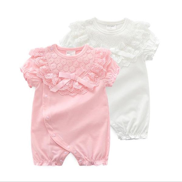 

baby girl clothes lace infant girls romper short sleeve newborn jumpsuit summer playsuit boutique baby clothing white pink optional dw5666, Blue