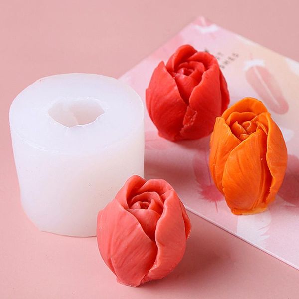 

1pc 3d tulip candle making mold handmade diy flower soap silicone chocolate cake forms supplies craft tools