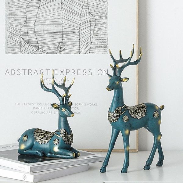 

nordic deer figurine creative living room resin cute small figurines decoracion hogar moderno aesthetic decor jq decorative objects &