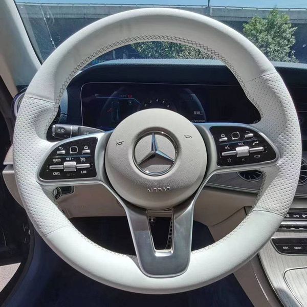

leather steering wheel hand sewing wrap cover fit for mercedes benz a class 19-20 glc glb 2020 cls 18-20
