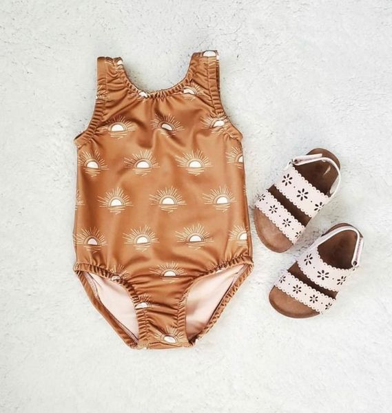 

one-pieces focusnorm 0-3y summer baby girls swimwear sun pattern printed sleeveless triangle beachwear swimsuits, Black