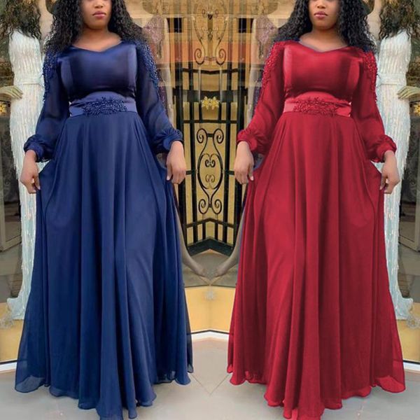 

casual dresses md elegant ladies party night vestidos woman dress plus size mesh velvet embroidery floral vintage long sleeve, Black;gray