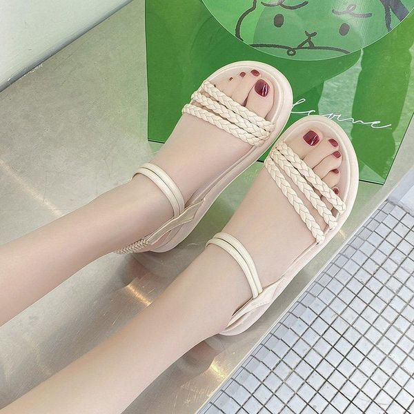 

sandals summer pu simple women casual flats all-match fashion roman shoes slip-on solid colors gladiator fast, Black
