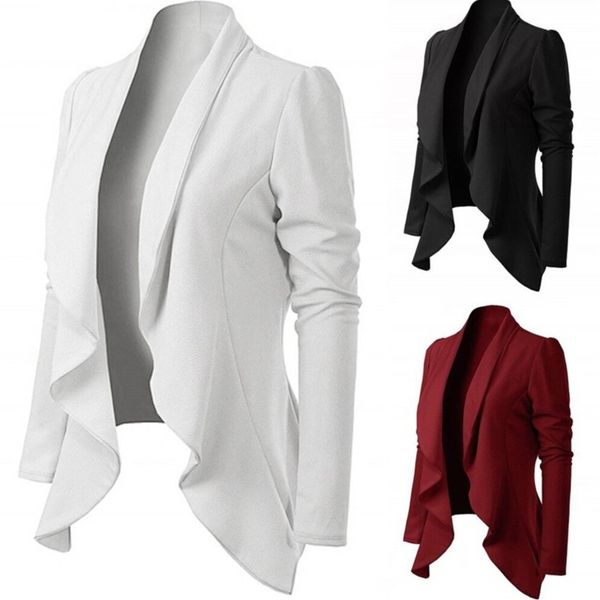 

2019 knitted long sleeve slim suit coat, White;black