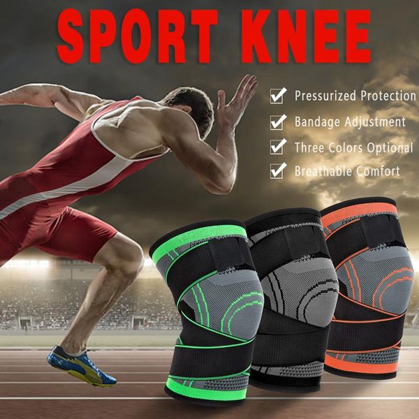 

elbow & knee pads 1pc sports kneepad men pressurized elastic support fitness gear basketball volleyball brace protector accessory, Black;gray