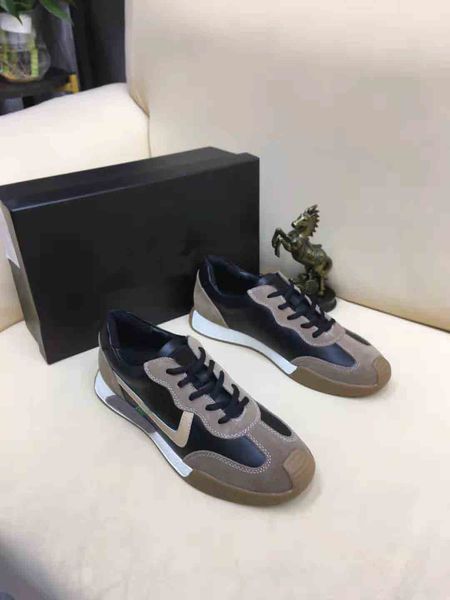 

men casual shoes luxury designs runner shoe mens low cut sneakers flats genuine leathers suede platform rubber soles sudes calfskin 38-44, Black