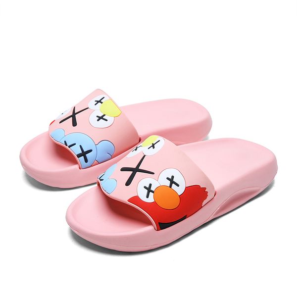 

funny animal slippers boy girl summer kids rainbow indoor slippers non-slip beach sandals toddler home shoes baby flip flops, Black;grey