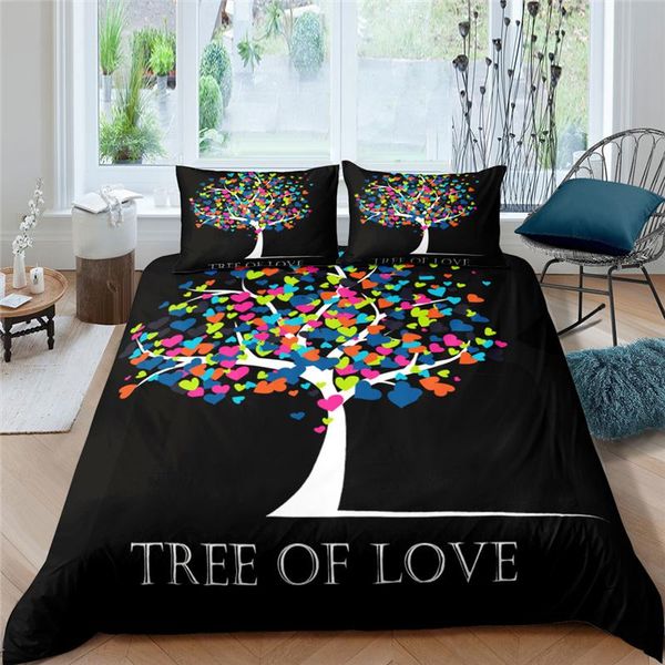 

bedding sets luxury 3d heart tree print 2/3pcs kids set comfortable duvet cover pillowcase home textile  and king au/eu/us size
