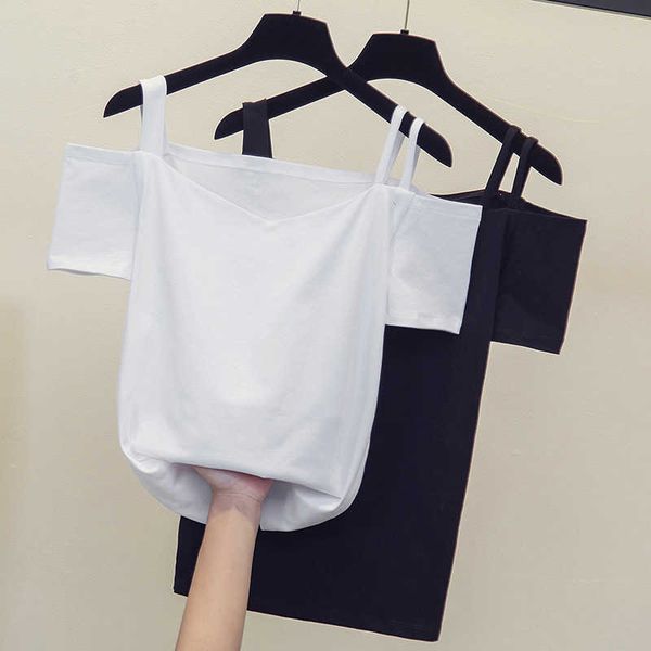 

summer tees v-neck short sleeve korean style tshirt woman t shirt women cotton fashion tee shirt femme 210604, White