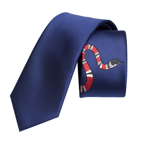 

2020 the designer europe and america new men's fashionable personalized embroidery coral snake formal business professional leisure tie, Blue;purple