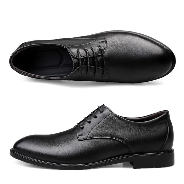 

men's shoes korean spring formal work busins wedding leather large, Black