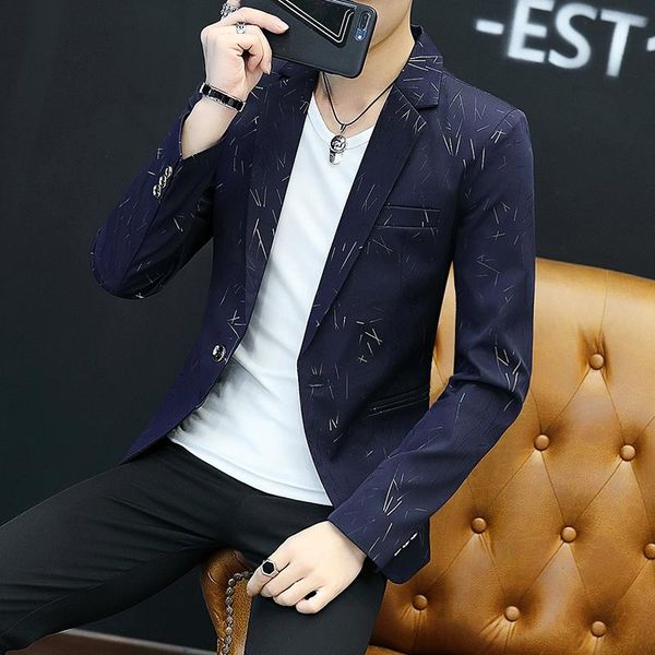 

boutique fashion print men casual business blazer / stamping stripe mens slim suit jacket male coat men's suits & blazers, White;black