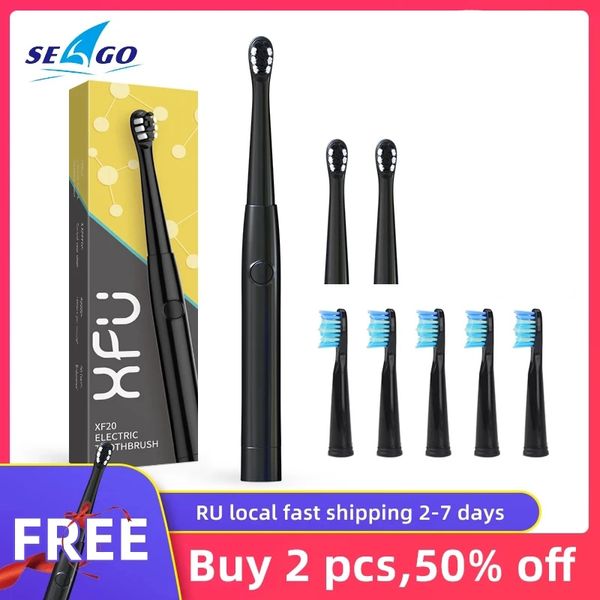 

xfu seago electric toothbrush sonic battery teeth brush holder with 3 replacement brush heads waterproof ipx7 smart time