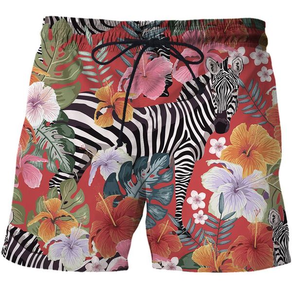 

men's shorts 2021 summer fashion beach animal pattern zebra printing casual quick dry board bermuda mens short pants, White;black
